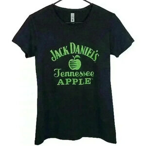 Jack Daniel's Tennessee Apple Graphic T-Shirt Black Green Short Sleeve Size M